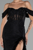 Robe de Soirée Longue Dantelle Noir ABU4270