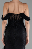 Robe de Soirée Longue Dantelle Noir ABU4270
