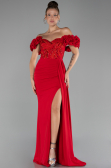 Robe de Soirée Longue Mousseline Rouge ABU4272