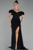 Robe de Soirée Longue Mousseline Noir ABU4272