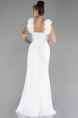 Robe de Soirée Longue Mousseline Blanc ABU4272