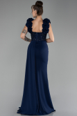 Robe de Soirée Longue Mousseline Bleu Marine ABU4272
