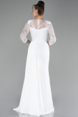 Robe de Soirée Longue Mousseline Blanc ABU4293
