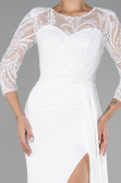 Robe de Soirée Longue Mousseline Blanc ABU4293