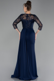 Robe de Soirée Longue Mousseline Bleu Marine ABU4293