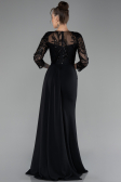 Robe de Soirée Longue Mousseline Noir ABU4293