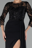 Robe de Soirée Longue Mousseline Noir ABU4293