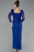 Robe de Soirée Grande Taille Midi Squameuse Bleu Saxe ABK2138