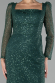 Robe de Soirée Grande Taille Midi Squameuse Émeraude ABK2138