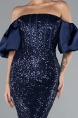 Robe Queue de Poisson Longue Bleu Marine ABU4308