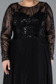 Robe de Soirée Grande Taille Longue Mousseline Noir ABU4312