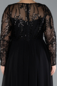 Robe de Soirée Grande Taille Longue Mousseline Noir ABU4312