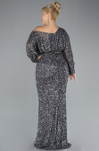 Robe De Fiançailles Grande Taille Longue Squameuse Anthracite ABU4313