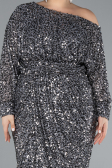 Robe De Fiançailles Grande Taille Longue Squameuse Anthracite ABU4313