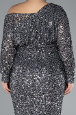 Robe De Fiançailles Grande Taille Longue Squameuse Anthracite ABU4313