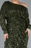 Robe De Fiançailles Grande Taille Longue Squameuse Kaki ABU4313