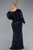 Robe De Fiançailles Grande Taille Longue Squameuse Bleu Marine ABU4313