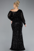 Robe De Fiançailles Grande Taille Longue Squameuse Noir ABU4313