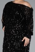 Robe De Fiançailles Grande Taille Longue Squameuse Noir ABU4313