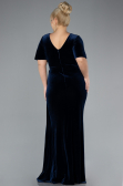 Robes De Soirée Grande Taille Longue Velours Bleu Marine ABU4317