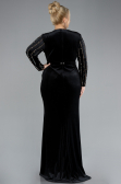 Robe de Soirée Grande Taille Longue Velours Longue Velours Noir ABU4277