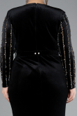 Robe de Soirée Grande Taille Longue Velours Longue Velours Noir ABU4277