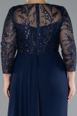 Robe de Soirée Grande Taille Longue Mousseline Bleu Marine ABU4294