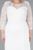 Robe de Soirée Grande Taille Longue Mousseline Blanc ABU4294