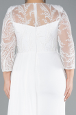 Robe de Soirée Grande Taille Longue Mousseline Blanc ABU4294