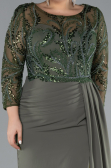 Robe de Soirée Grande Taille Longue Mousseline Kaki ABU4294