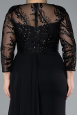 Robe de Soirée Grande Taille Longue Mousseline Noir ABU4294