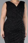 Robe De Soirée Grande Taille Midi Noir-Argent ABK1492