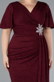 Robe De Invitation Grande Taille Midi Rouge Bordeaux ABK2146