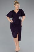 Robe De Invitation Grande Taille Midi Violet Foncé ABK2146