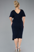 Robe De Invitation Grande Taille Midi Bleu Marine ABK2146