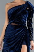 Robe de Soirée Longue Velours Bleu Marine ABU4338