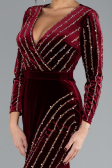 Robe De Soirée Velours Longue Rouge Bordeaux ABU4282