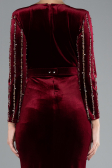 Robe De Soirée Velours Longue Rouge Bordeaux ABU4282