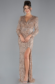 Robe de Soirée Longue Squameuse Or ABU4329