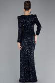 Robe de Soirée Longue Squameuse Bleu Marine ABU4329