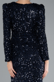 Robe de Soirée Longue Squameuse Bleu Marine ABU4329