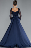 Robe Queue de Poisson Longue Satin Bleu Marine ABU4332