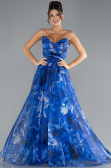 Robe de Soirée Longue Bleu Saxe ABU4336
