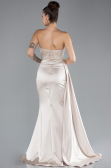 Robe De Soirée Satin Longue Beige ABU4287