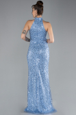 Robe de Soirée Longue Squameuse Indigo ABU4376