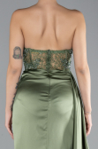 Robe De Soirée Satin Longue Kaki ABU4366