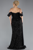 Robe De Fiançailles Grande Taille Longue Squameuse Noir ABU4086