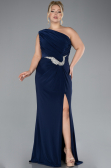 Robe De Fiançailles Grande Taille Longue Bleu Marine ABU4148