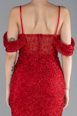 Robe de Soirée Longue Perlé Rouge ABU4394