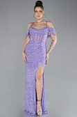 Robe de Soirée Longue Perlé Lilas ABU4394